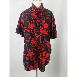 Men Rosso Milano Modern Fit Night Club Rose Pattern Button Down Shirt Size Large